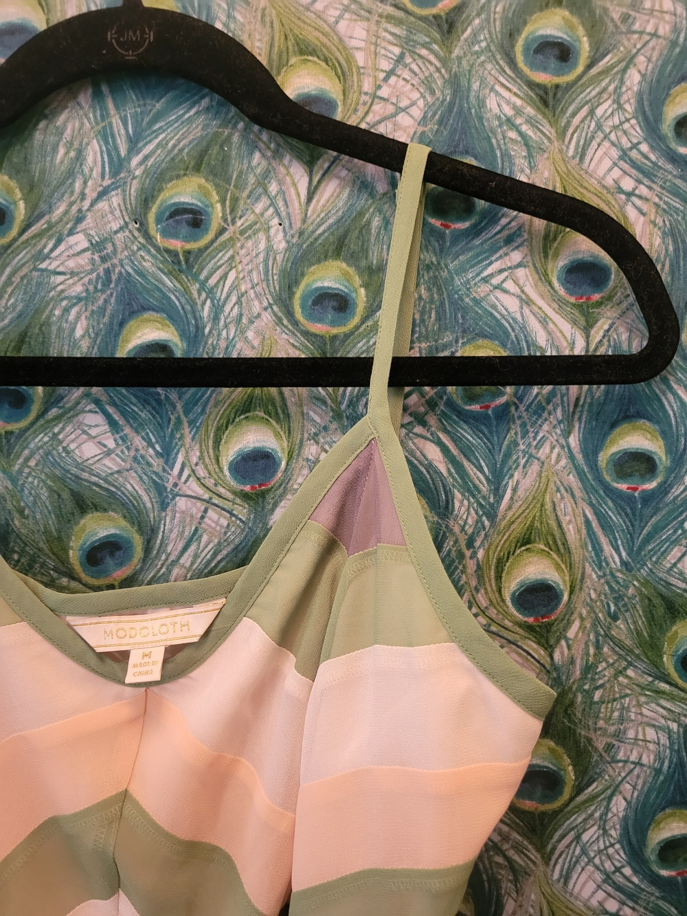 ModCloth Blush Pink and Sage Striped Midi Dress - Picture 2 of 5